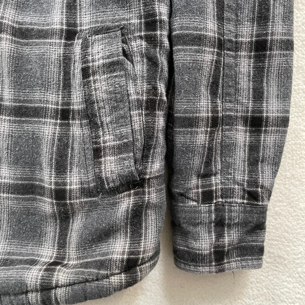 Roebuck & Co‎ Mens Shirt Jacket S Grey Plaid Sherpa Lined Flannel 4894263091662